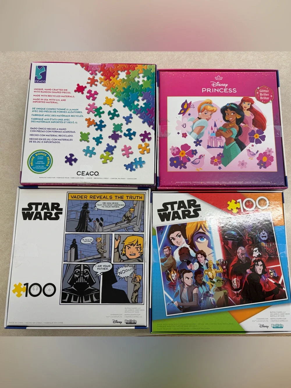 Disney Princess & Star Wars 4-Pack Puzzle Set